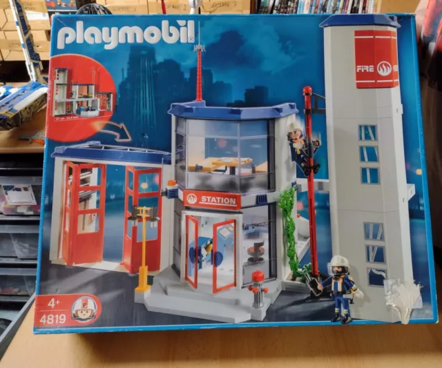 Playmobil - 4819 Caserne de pompiers + extension 7465 avec notice