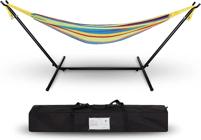 Hammock Stand Steel Double Portable Outdoor Space Saving Carrying Case Swing