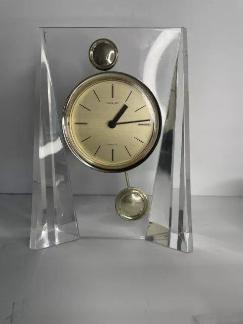 SEIKO Quartz Gold Mantel Desk Office Pendulum Clock Japan, Vintage.