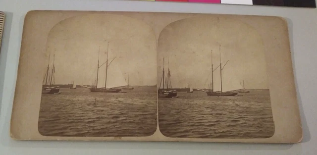 Sailboat Boat Ship J.A. Williams Rhode Island Stereoview Photo