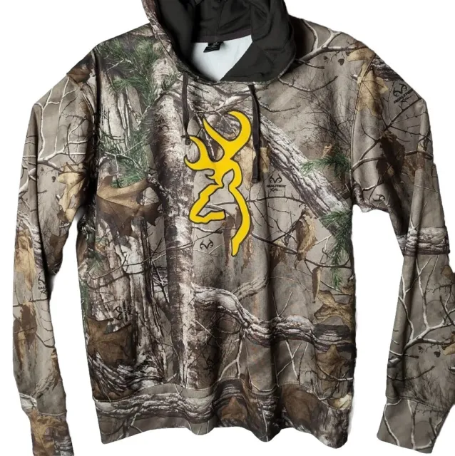 Browning Brand Men M Camouflage hunting Real Tree Hoodie Jacket Sweater outdoors 2
