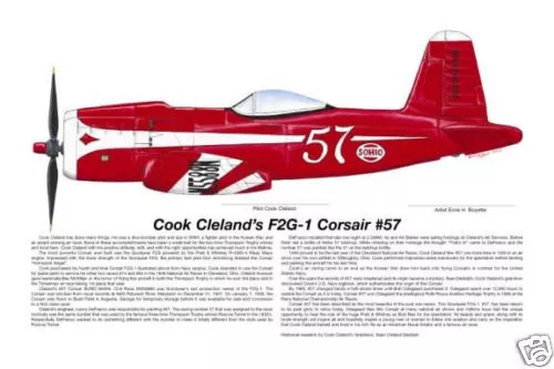 "Cook Cleland's F2G-1 Corsair #57" Ernie Boyette Print
