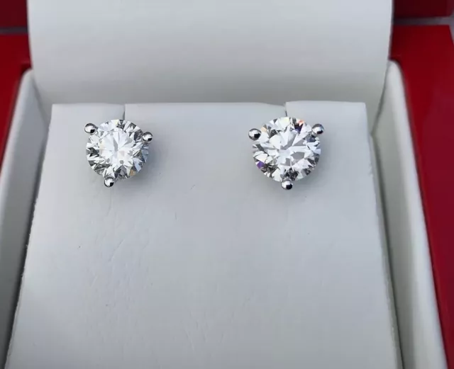 Diamant Ohrringe Nieten VS1 F rund 2 Ct AGI zertifiziertes Labor erstellt 14K Weißgold