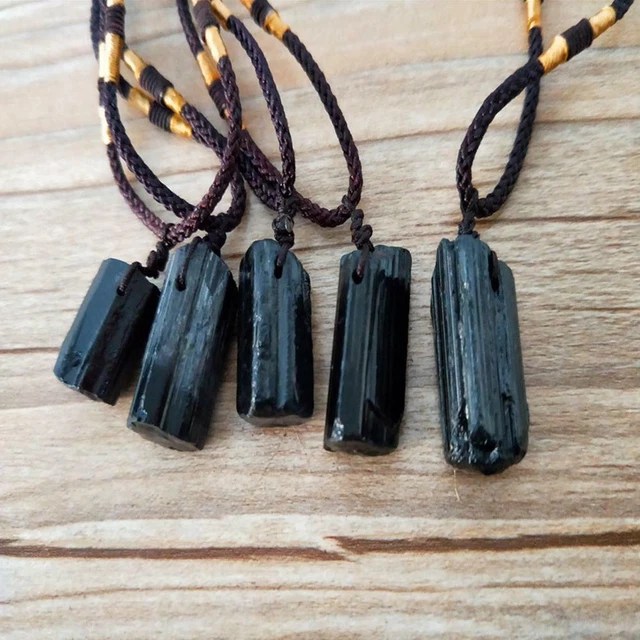 Natural Crystal Black Tourmaline Stone Pendant Necklace NEW Healing Reiki I8K9 3