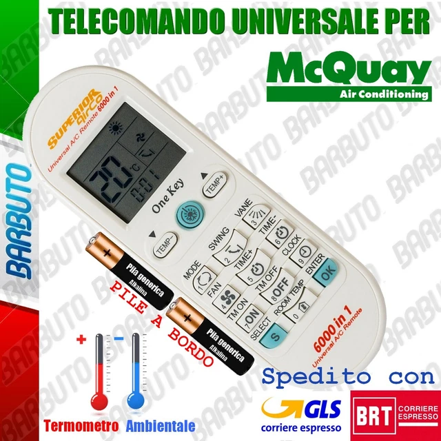 HQRP Telecoando universale A/C per Ferroli, Frestech, Galanz, Garrier