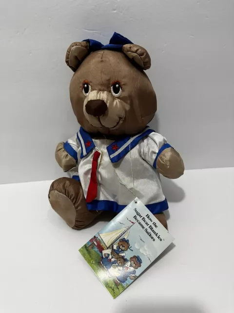 Potpourri Press Blankies Girl Bear Sailor Dress Bow 13" Plush Vtg 1987 Puffalump
