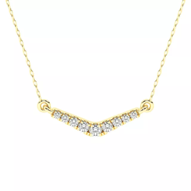 0.10 Carat Round Brilliant Cut Diamonds Pendant Necklace in 18K Yellow Gold