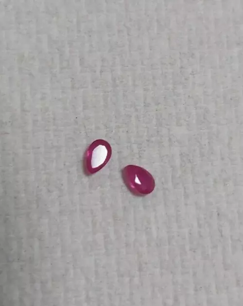 Pair Of Loose Natural Earth Mined Ruby Gemstones Pear Cut 5x4 mm Each