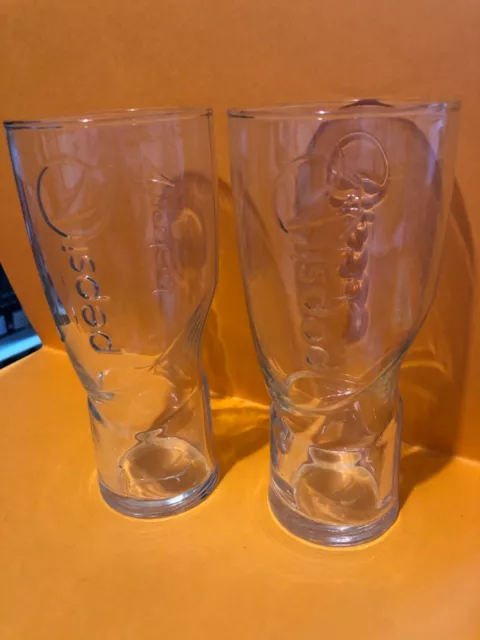 PEPSI-COLA soda 2 verres transparent logo relief état NEUF