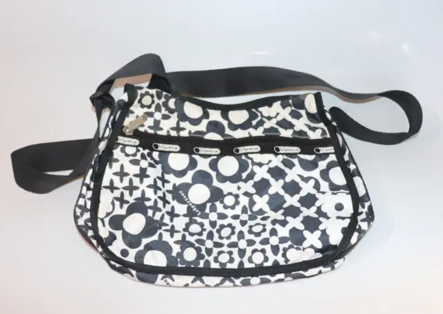 LeSportsac Black & White Florals Prints Crossbody Bag