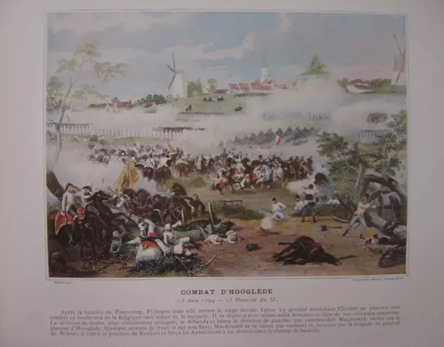 Gravure du Combat de HOOGLEDE Hooglède 13 juin 1794 Bataille Général MacDonald