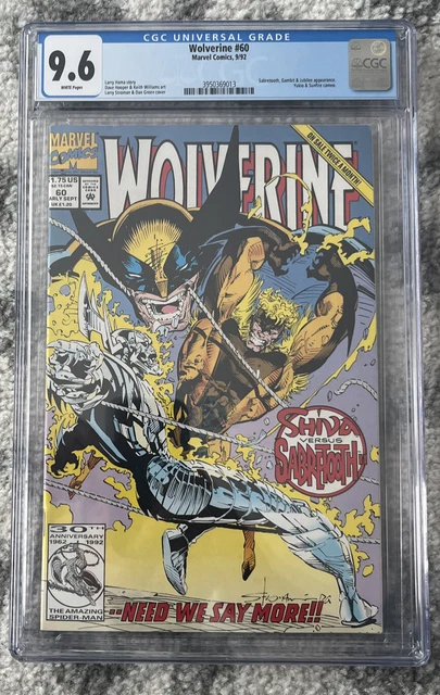 Wolverine #60 (1992) CGC 9.6 Newsstand Gambit Sabretooth Jubilee Appearance