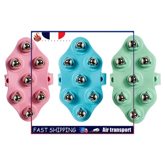 Massage Glove Body Massager with Metal Roller Ball for Neck Foot Full Body Care