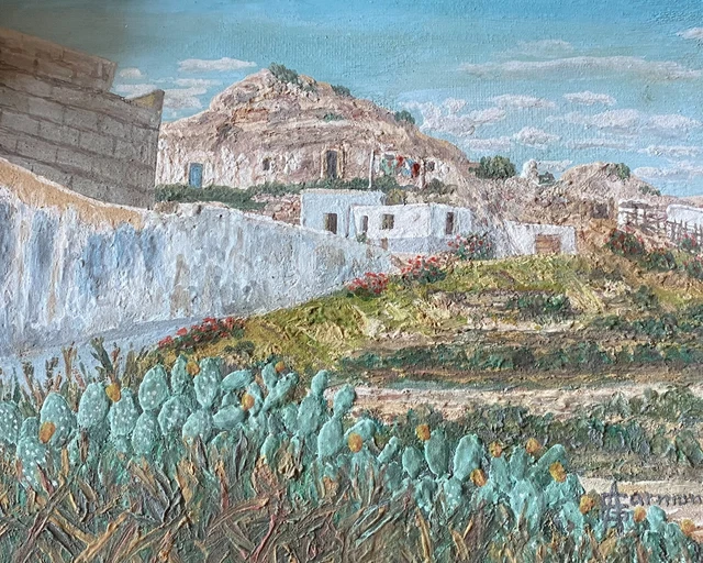 Cuadro Antiguo Pintado A Mano Cortijos En Las Montañas Aquitienesloquebuscas.com