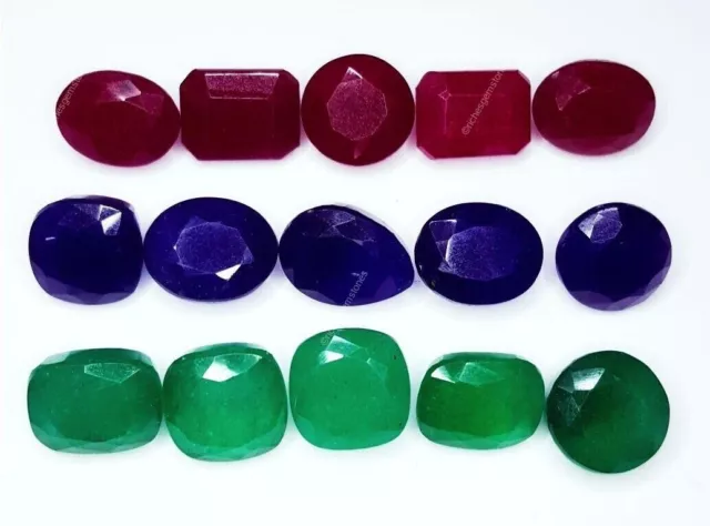 Authentique Certifié Émeraude Gemme Mélange Forme à Facettes 15 Pièces Lot 9.07