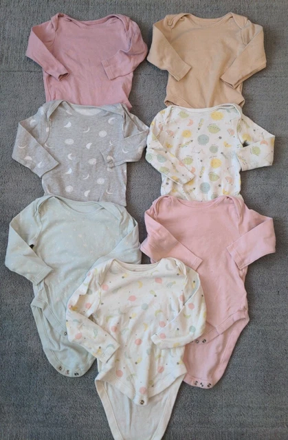 bundle baby girls 12-18months clothes long sleeve top & vests bodysuits x 7