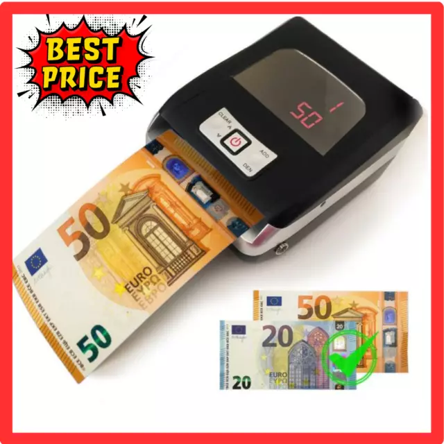 RILEVATORE SOLDI FALSI VERIFICA CONTA BANCONOTE FALSE EURO ELETTRICO Display Lcd - Foto 5