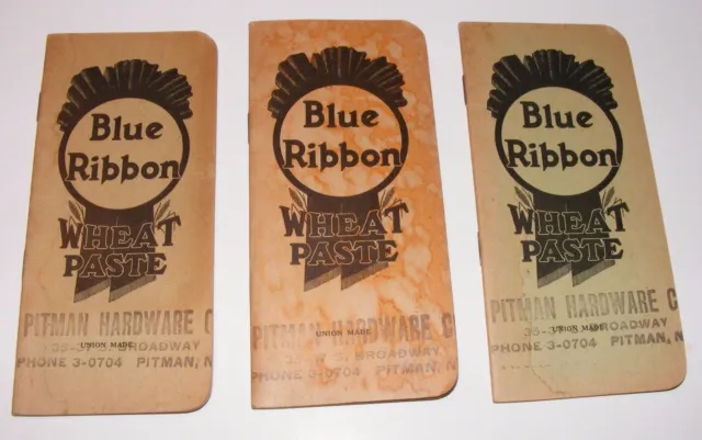 Blue Ribbon Wheat Paste Calender Memo Books 1947-48 (3) PITMAN, NJ Hardware Co.A