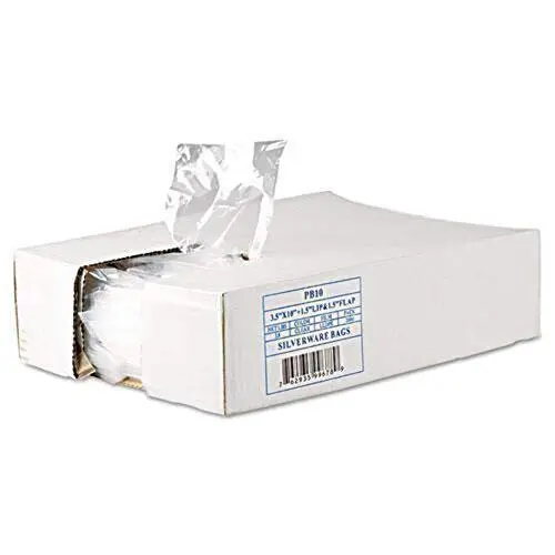 PB10 Get Reddi Silverware Bags, 3 1/2 x 10 x 1 1/2.7mil, Clear, 2000/Carton