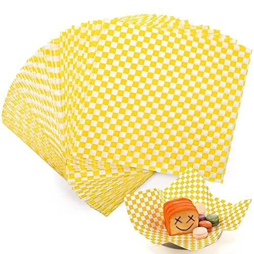 200 Sheets Wax Deli Paper Sheets for Food 12 x 12 inch Checkered Dry Waxed
