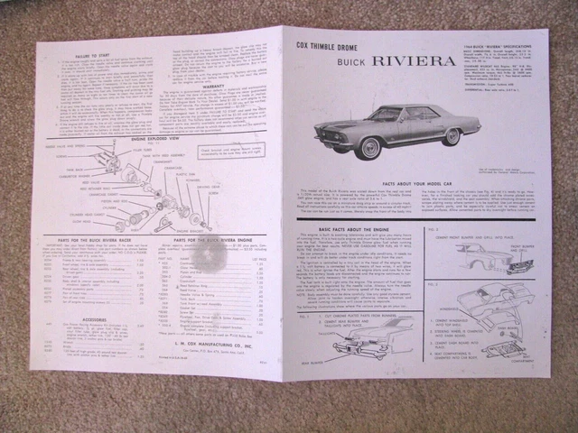 COX 1964 BUICK Riviera .049 Cox Gas Powered Tether Car