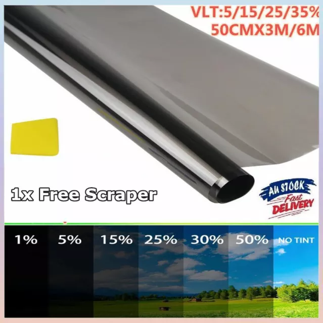 Window Tint Film 5/15/25/35% VLT Black Roll 20"x10ft/20ft Car Auto House Home AU