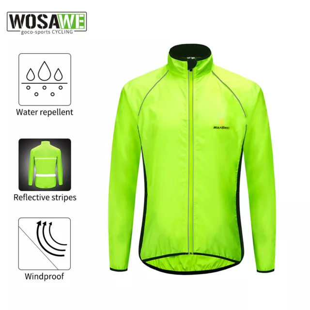 WOSAWE Men's Cycling Jerseys Windproof Waterproof Bike Jacket Bicycle Rain Coat