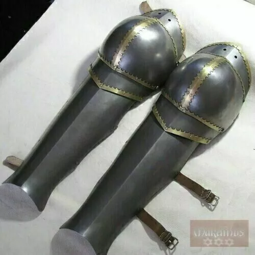 Medieval Leg Greaves Armor Set SCA 18 Gauge Steel Larp Reenactment Cosplay