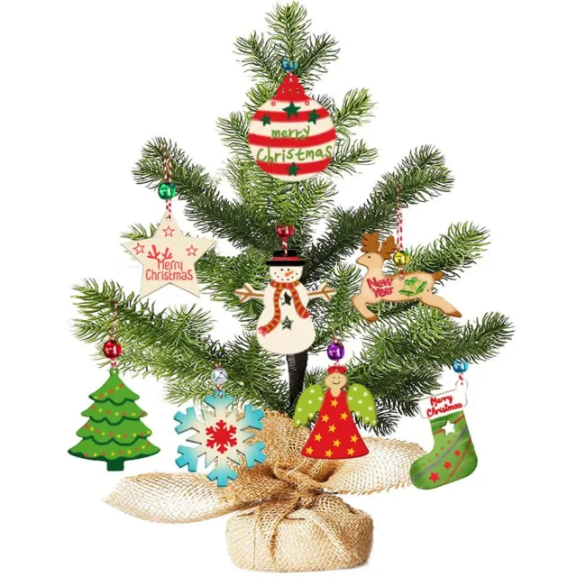 Kit artesanal de adorno navideño de madera hágalo usted mismo con 32 decoraciones sin terminar