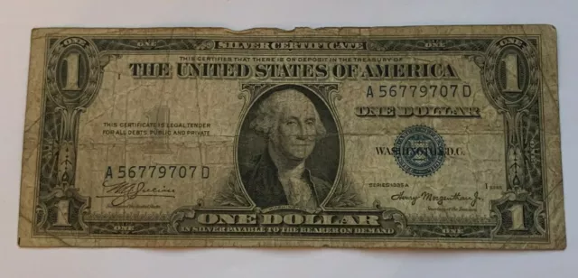 1935 A $1 Dollar Bill Silver Certificate Blue Seal Note U.s Currency