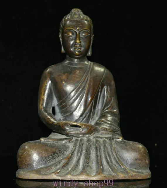 Alt-Tibet-Buddhismus Reine Bronze Sakyamuni Shakyamuni Tathagata Buddha-Statue