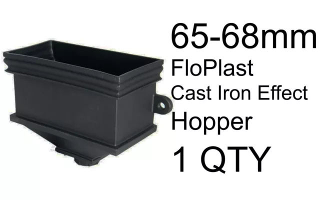 65mm - 68mm FloPlast Hopper Cast Iron Effect RH5CI Rectangular Gutter Downpipe