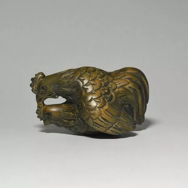 Netsuke Chicken Signed Japanese Boxwood carved Antique Edo Ojime Inro 307