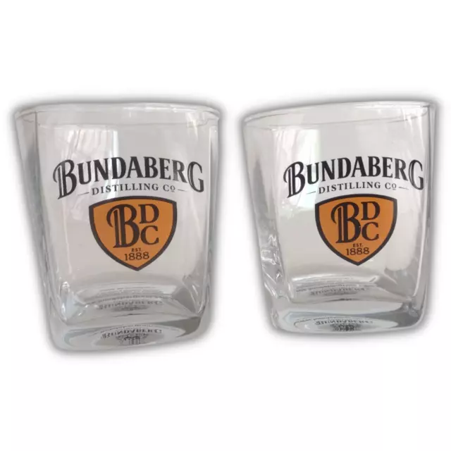 Set of 2 Bundaberg Distilling Co Retro Style Rum Whisky Glasses (Bundy Rum)