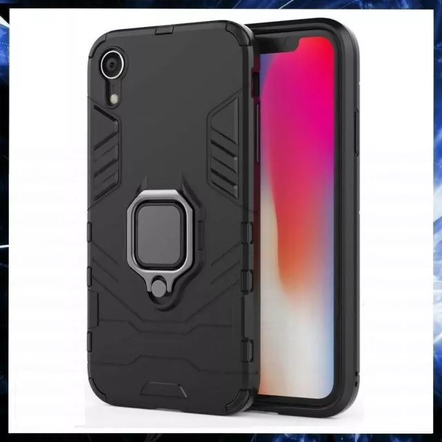 Cover Per Apple Iphone Xr 6,1 Custodia Antiurto Rigida Magnetica Armor Ring Nera