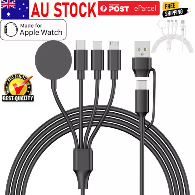 4 IN 2 USB Charging For Apple Watch Charger iPhone Magnetic Cable iWatch  Type-C $16.51 - PicClick AU