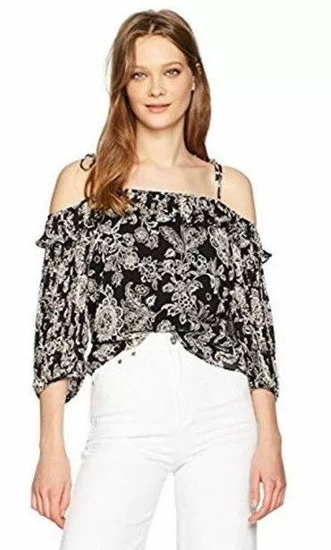 NEW Ella Moss Ria Floral Cold Shoulder Blouse size MEDIUM 2