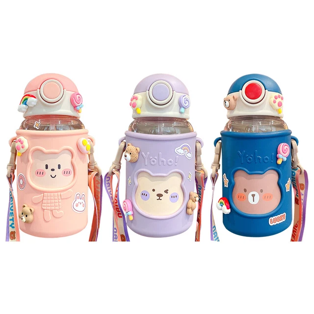 620ML Kids Water Sippy Cup Leakproof Anti-drop Cartoon Baby Straw Feeding Bottle
