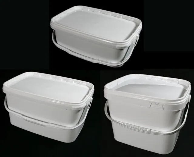 Airtight Food Grade White Rectangular Catering Plastic Buckets 3, 5 & 10 Litres