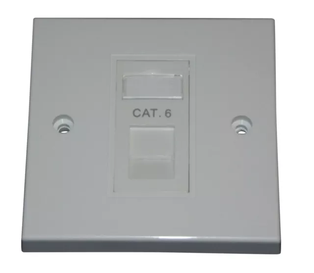 PACK 10x Cat6 RJ45 einseitige Platte (Netzwerk Ethernet Wandbuchse/FacePlate)