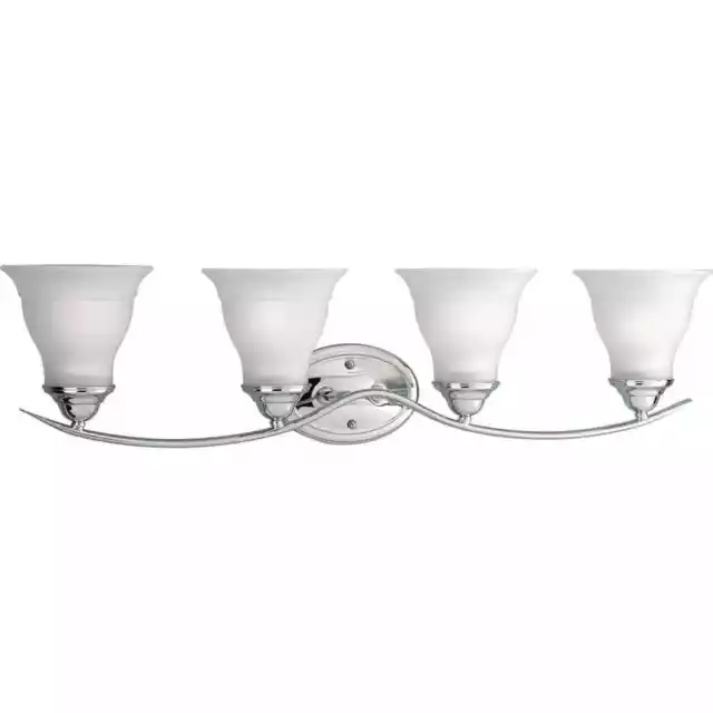 Progress Lighting Trinity Collection 4-Light Polished Chrome Glass Vanity Light