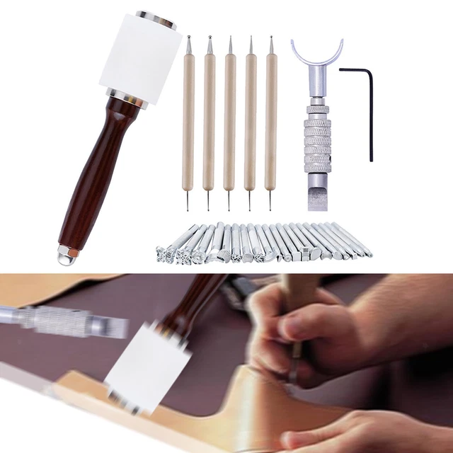 Lederhandwerk-Stempelwerkzeug-Set, 27-teilig, Handwerkzeuge,