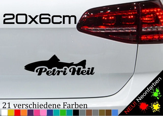 Petri Heil Petri Pegatina Trucha Pesca Cebo Pesca Patronos Saludo Pesca 20x6cm