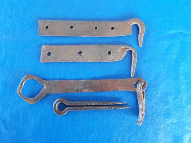 Antique Vintage Hand Forged Barn Shed Door Latch Hook Lock Set 2