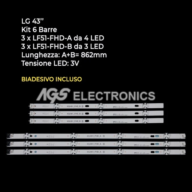 Kit 2 Barres LED Pour TV LG 55 Pouces - 60 LEDs - Neuf Avec Ruban Adhésif