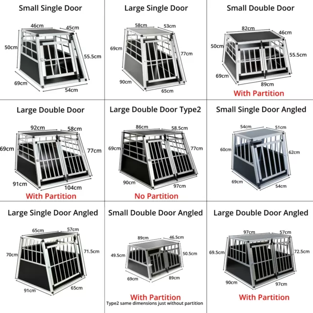 Aluminium Pet Car Crate Travel Cage Dog Puppy Cat Transport Kennel 10 sizes 2