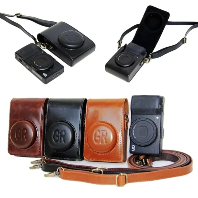 PU Camera Leather Case Camera Bag w/Strap For Ricoh GR GRII GRIII GR GR2 GR3 Cam