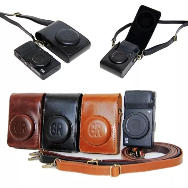 PU Camera Leather Case Camera Bag w/Strap For Ricoh GR GRII GRIII GR GR2 GR3 Cam
