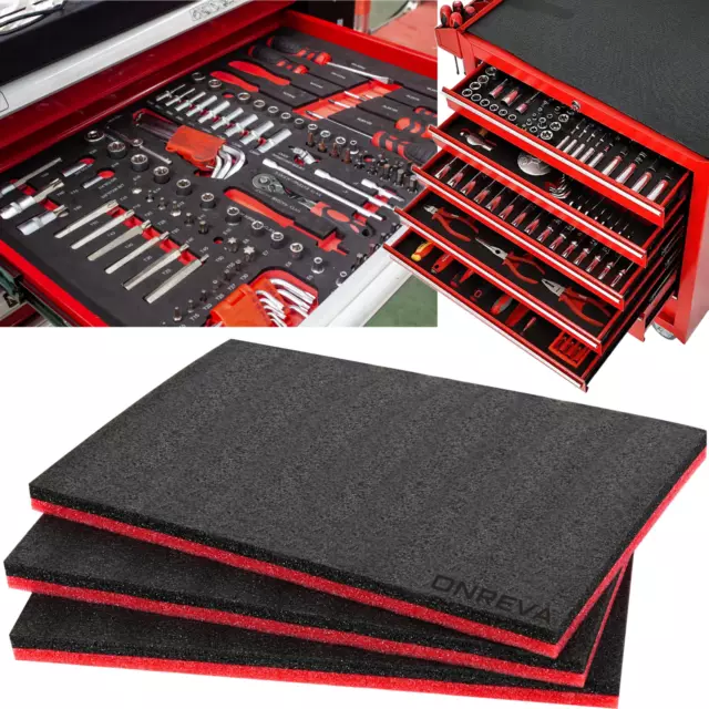 Tool Drawer Organizer Socket and Accessories Holder Red Black Foam Tray  15x10