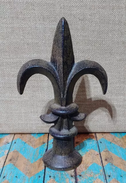 Cast Iron FLEUR DE LIS Finial Garden Statue Home Decor Rustic Ranch 7"